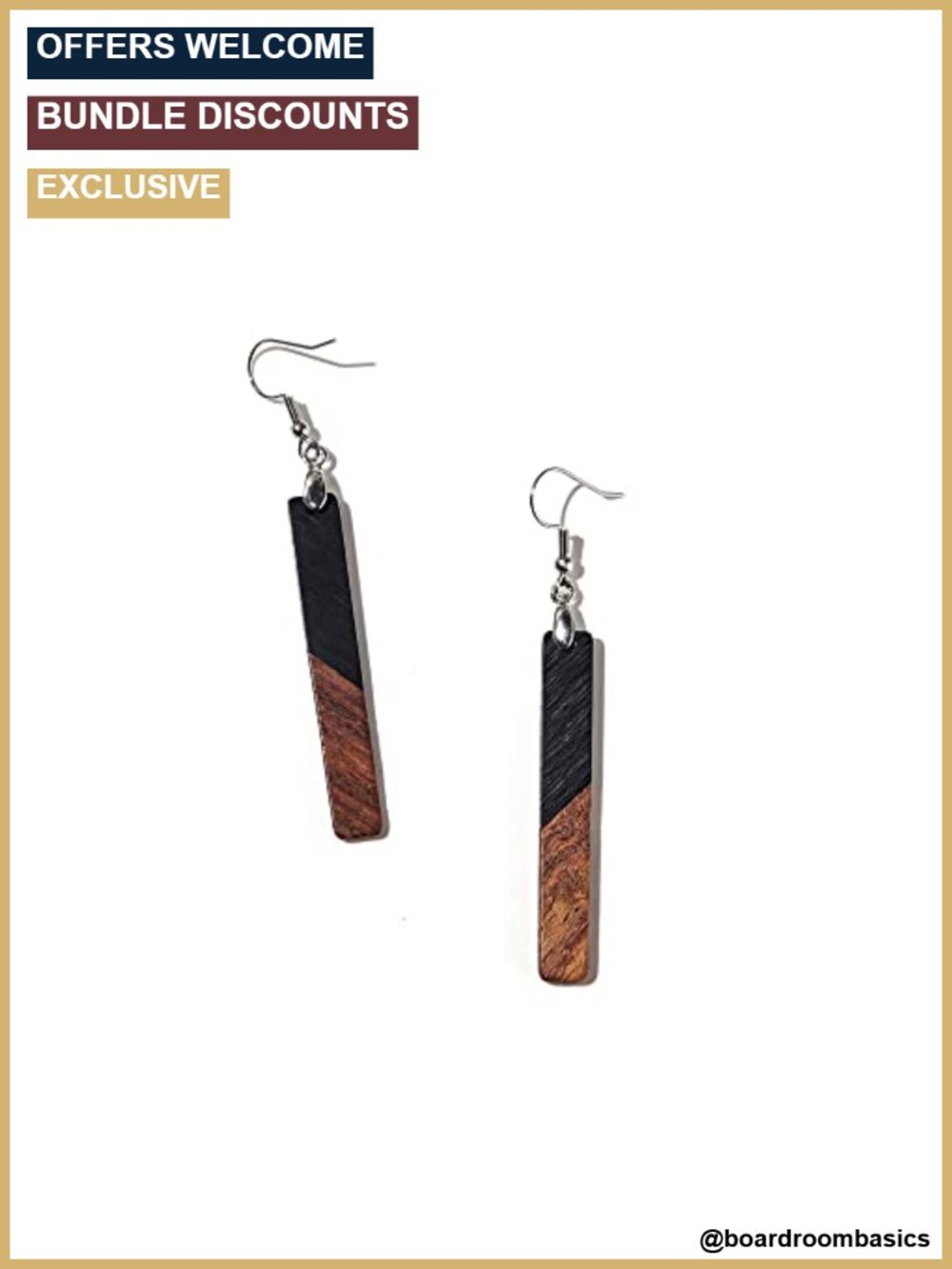 Bohemian Wooden Resin Geometric Bar Drop Dangle Earrings Lightweight Statement
